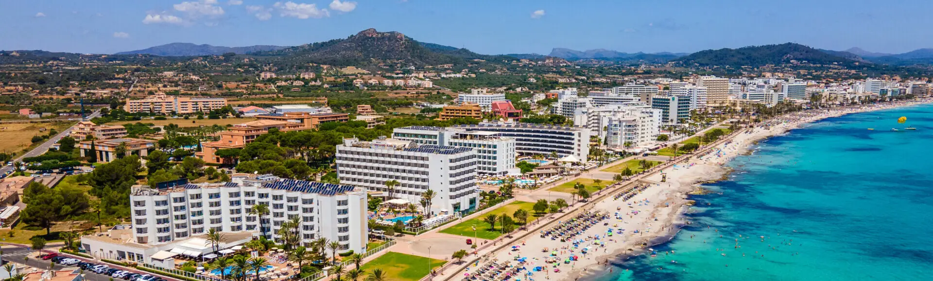 Cala Millor at dawn seen from a drone