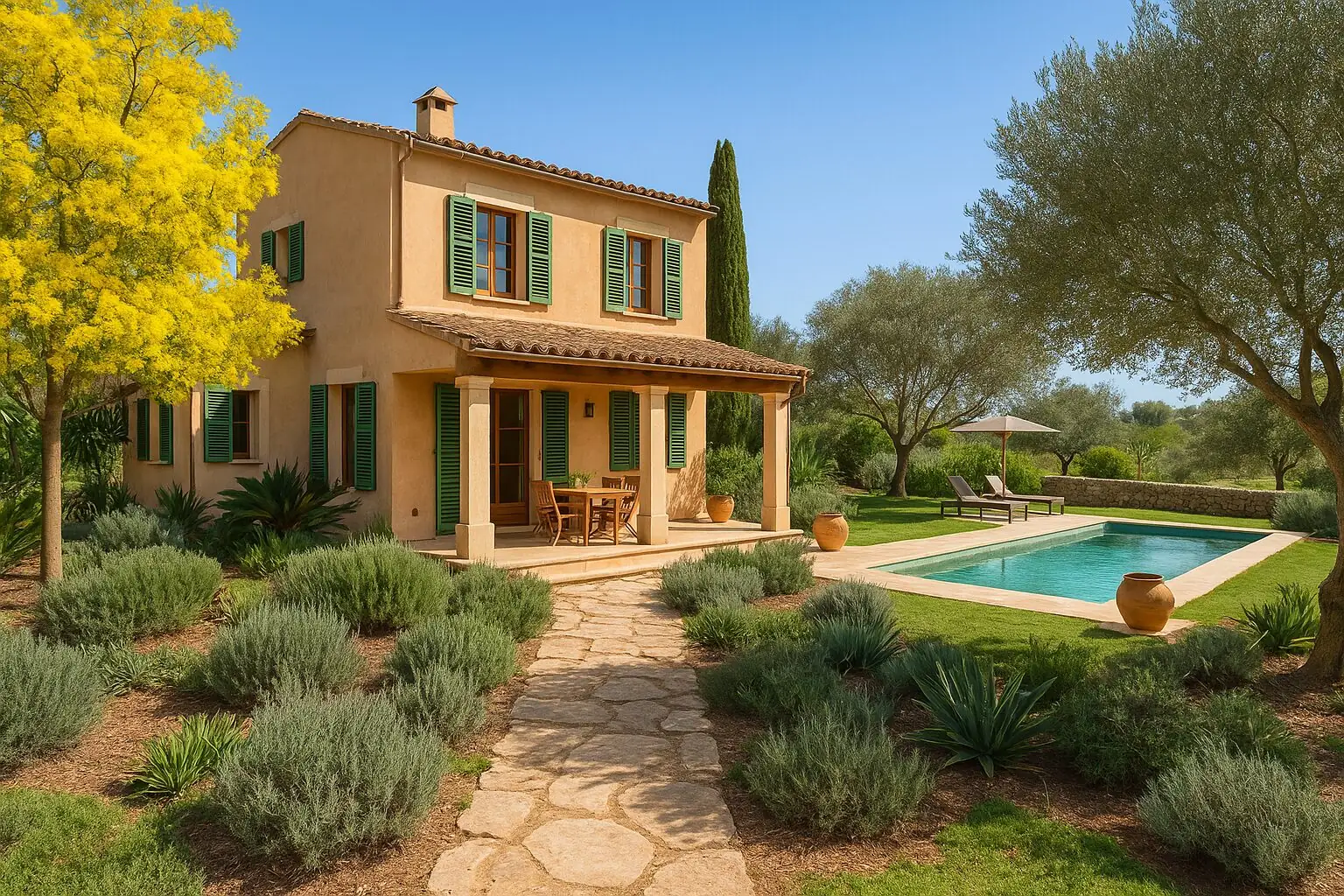 Mediterranes Landhaus mit Pool und Olivenhain im Landesinneren von Mallorca