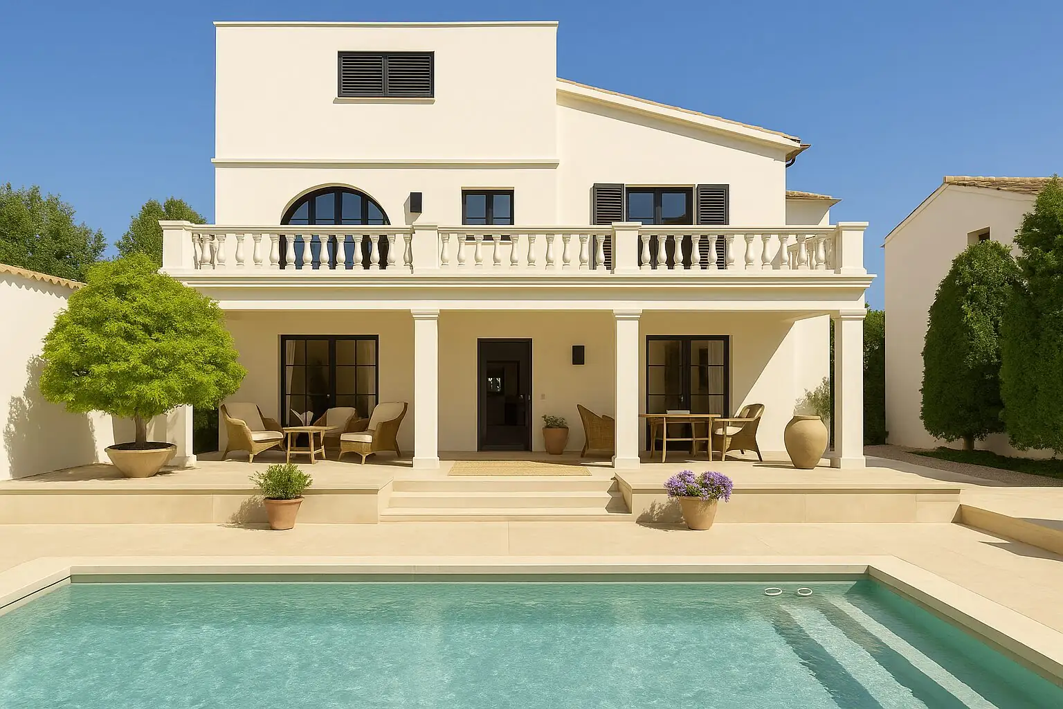 White town villa with a pool in Palma (AI-generated)