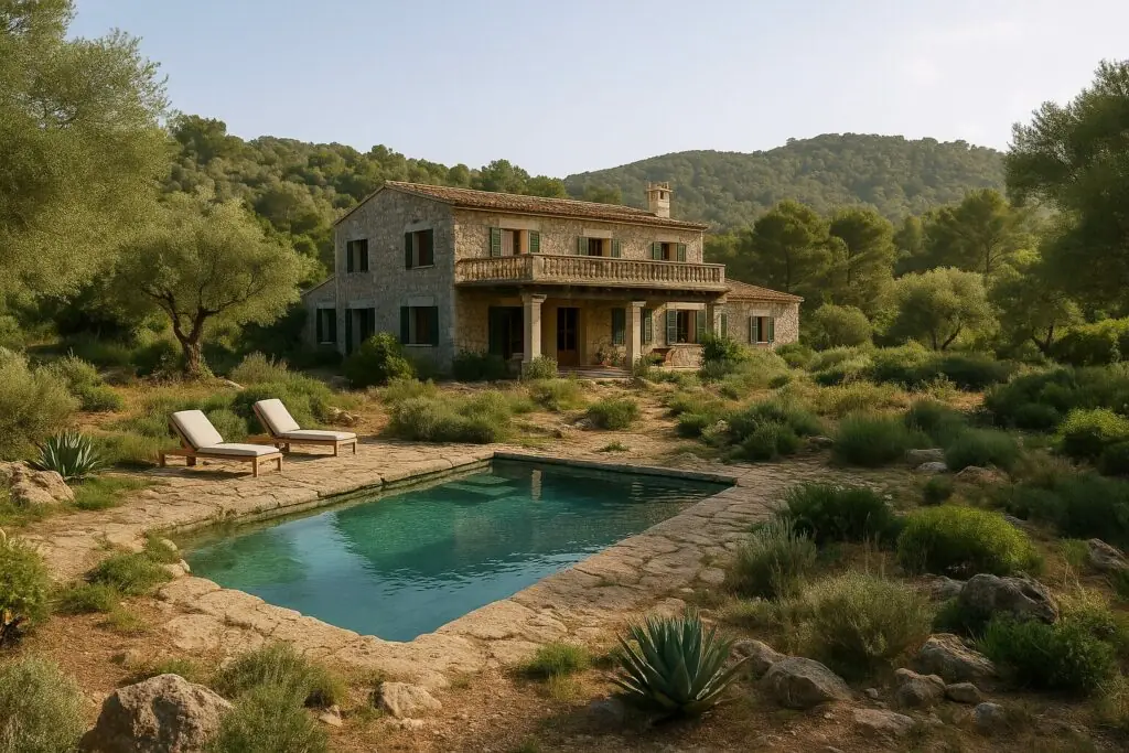 A country estate with a pool in the hills of Mallorca (AI-generated)