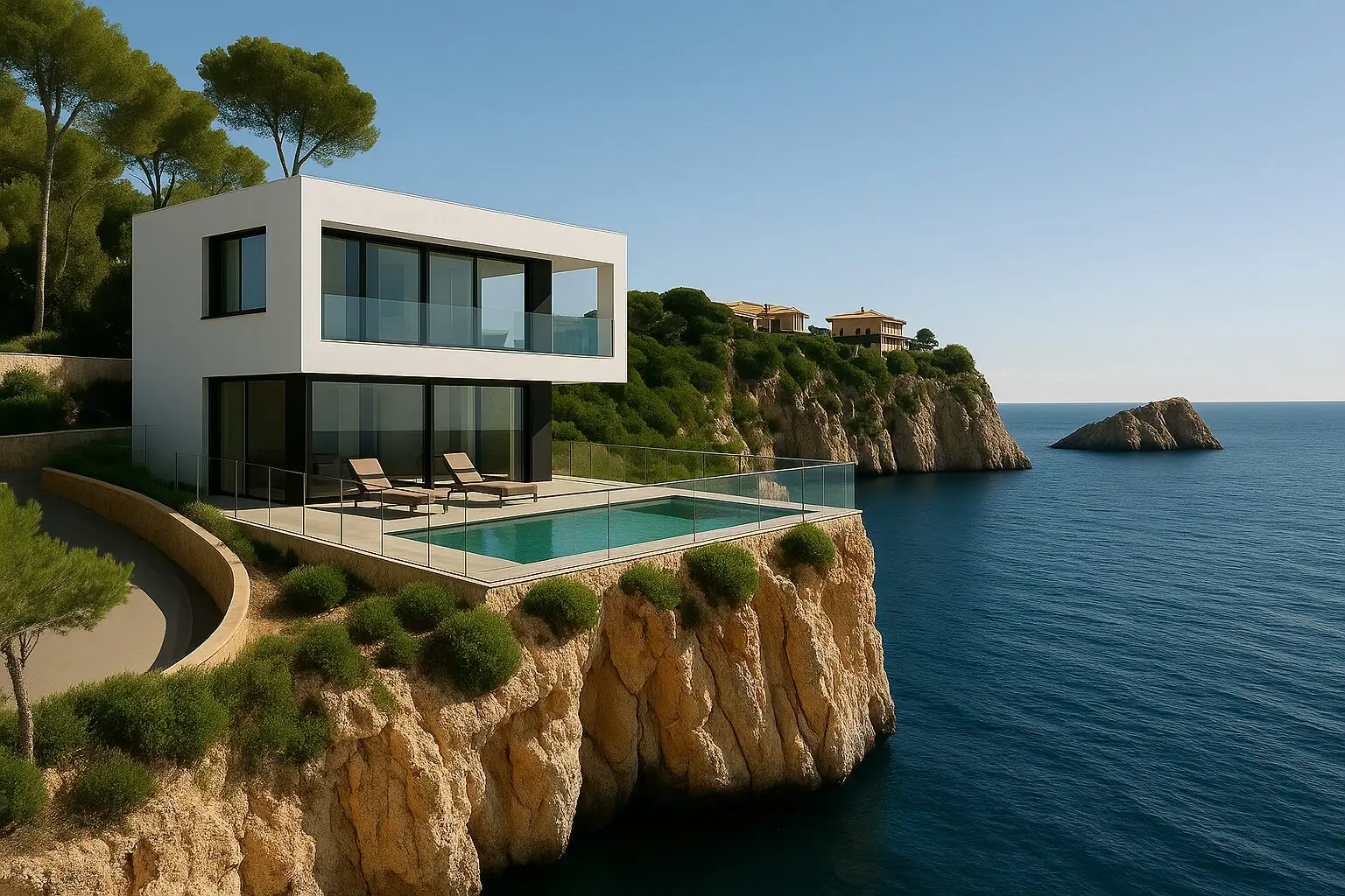 Moderne Villa mit Pool über der Steilküste von Santa Ponsa auf Mallorca
