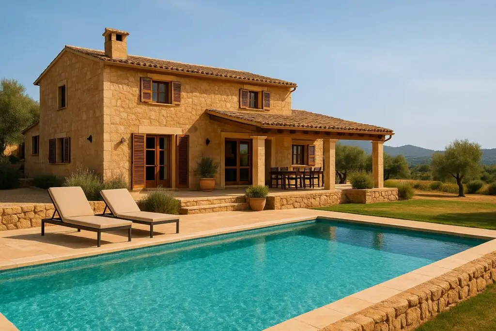 Natursteinvilla mit Pool im Grünen bei Manacor (KI-generiert)